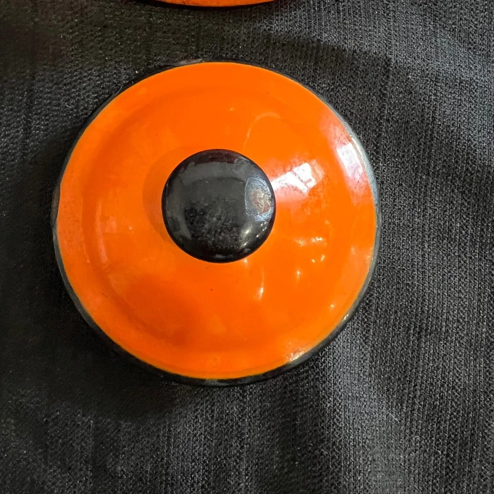 Vintage JCP Japan Orange Enamel‎ Tea Kettle Mid Century Modern Retro Bell Bottom
